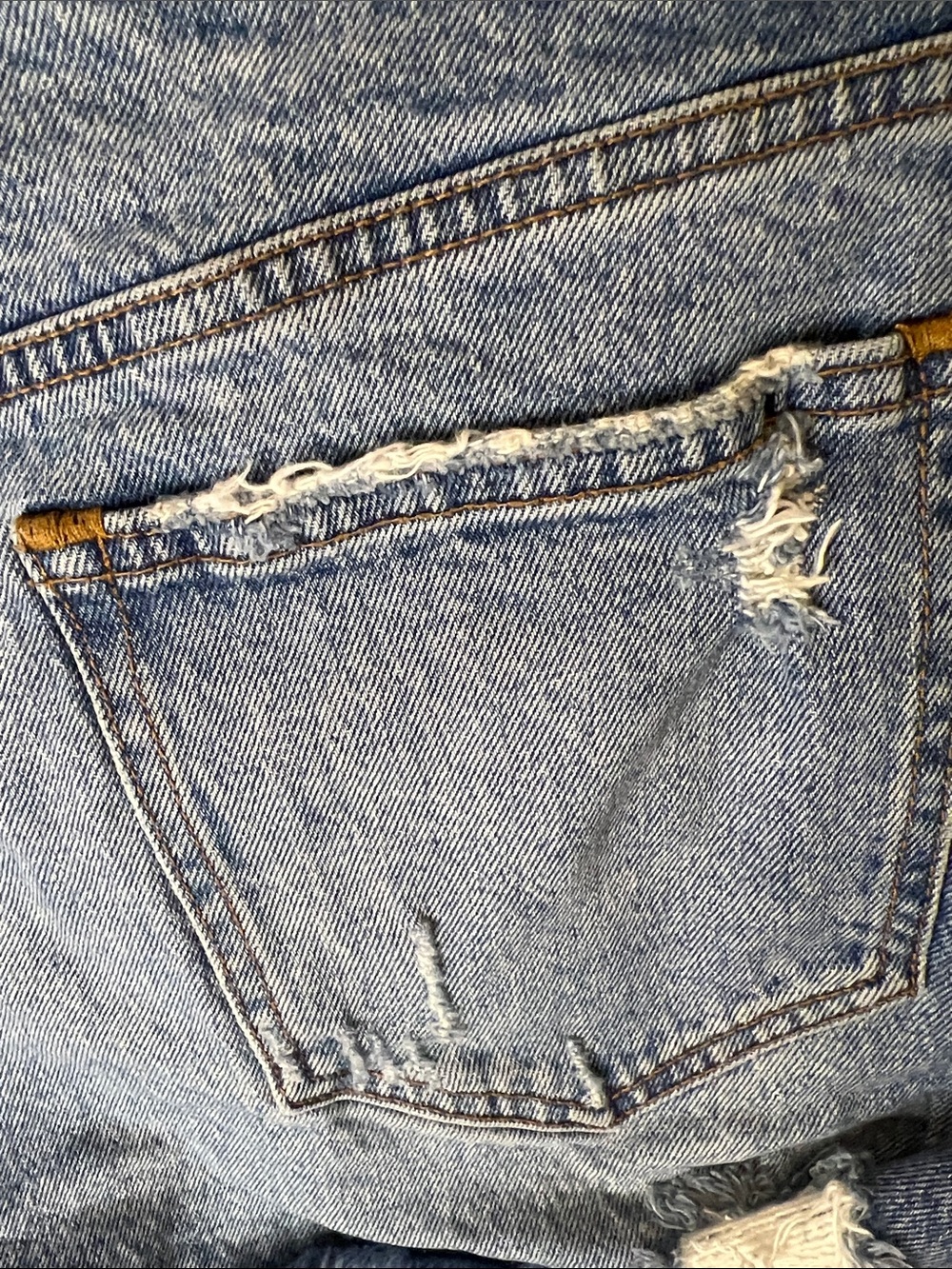 Abercrombie & Fitch Light Blue Distressed Denim Raw Hem Short Shorts - Picture 4 of 8